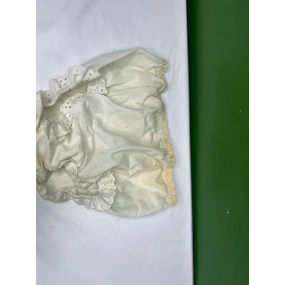 Vintage Baby Bloomers Cream Eyelet Lace Trim Diaper Cover Ruffle Trim Infant